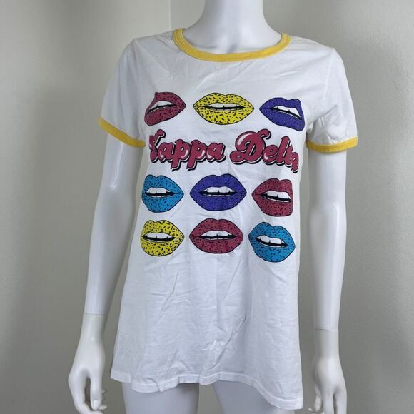 Kappa Delta Women Size L Ringer Graphic Cotton Novelty Pullover Short Sleeve Top - Picture 10 of 13